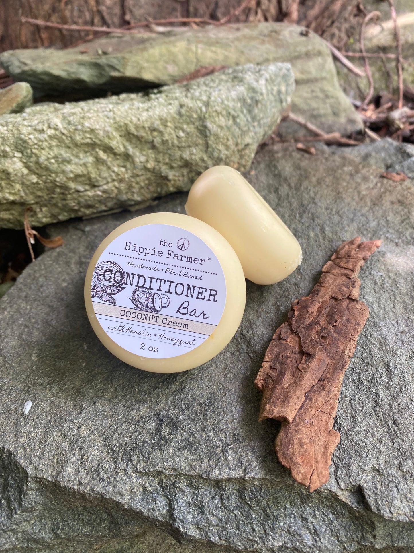 Solid Conditioner Bar - Coconut Cream - with Keratin & Honeyquat - The Hippie Farmer
