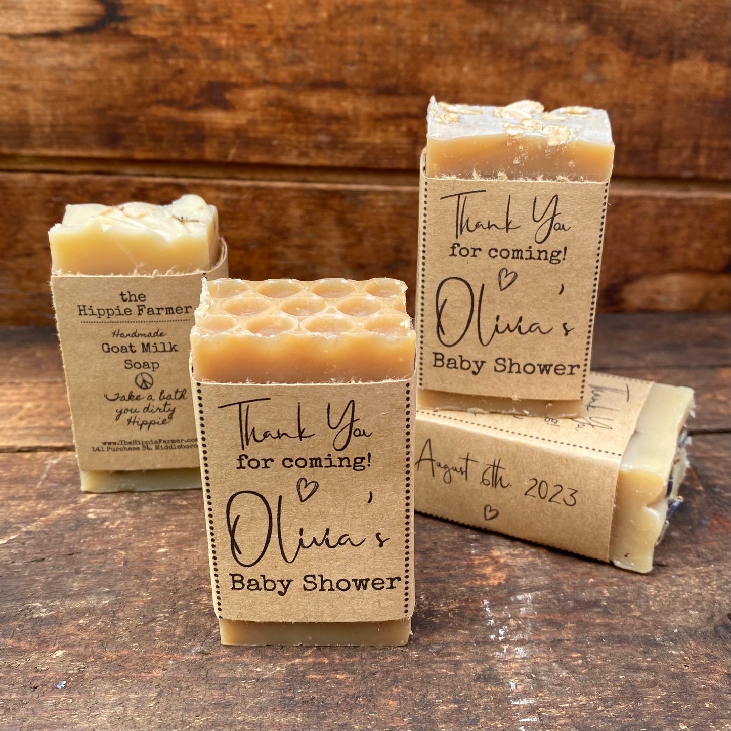 Goat Milk Soap Bar Favors - Weddings, Baby Showers, & more... - Half bars (Bulk ONLY, 20 minimum) - The Hippie Farmer