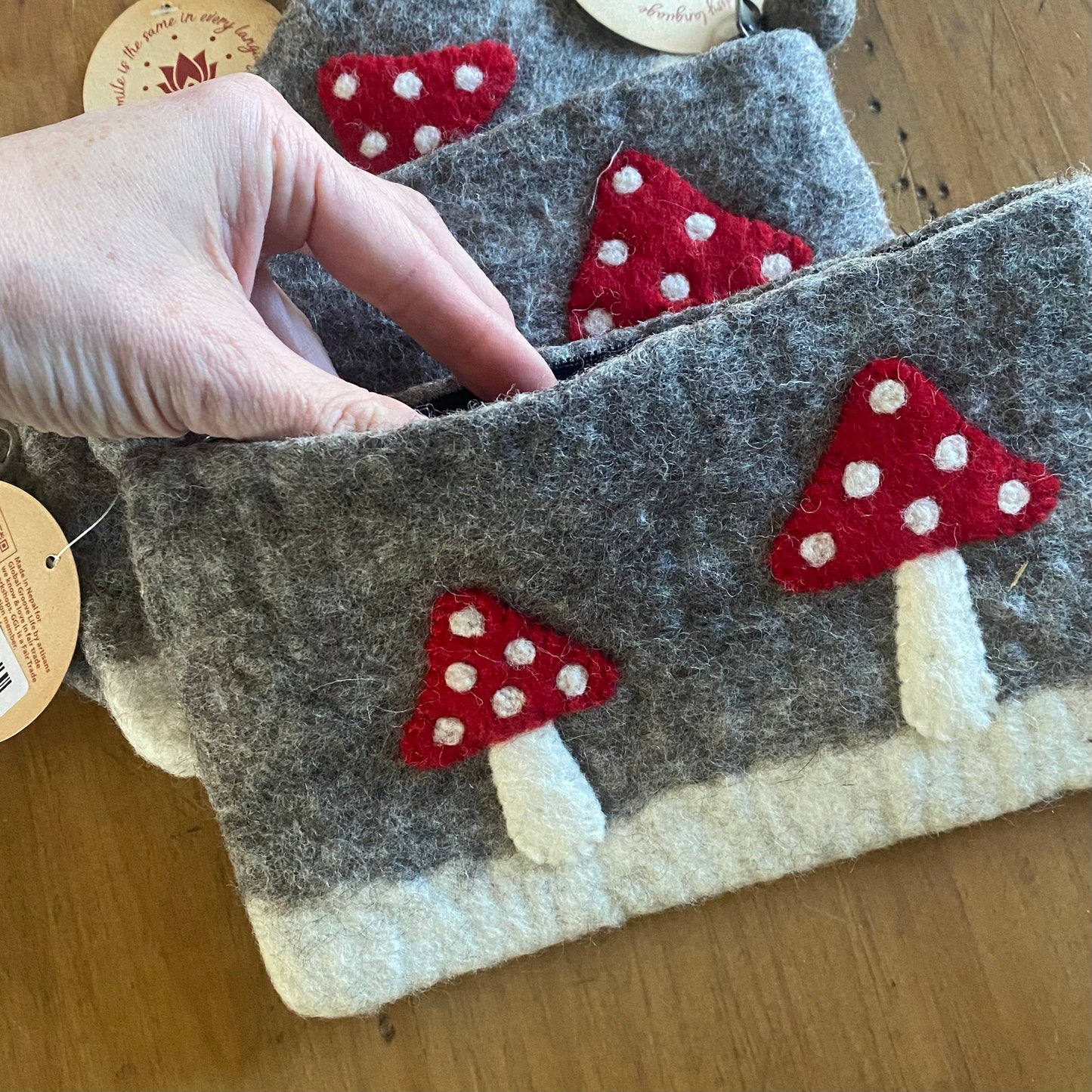 Felted Mushroom Zipper Pouch - by Global Groove Life - The Hippie Farmer