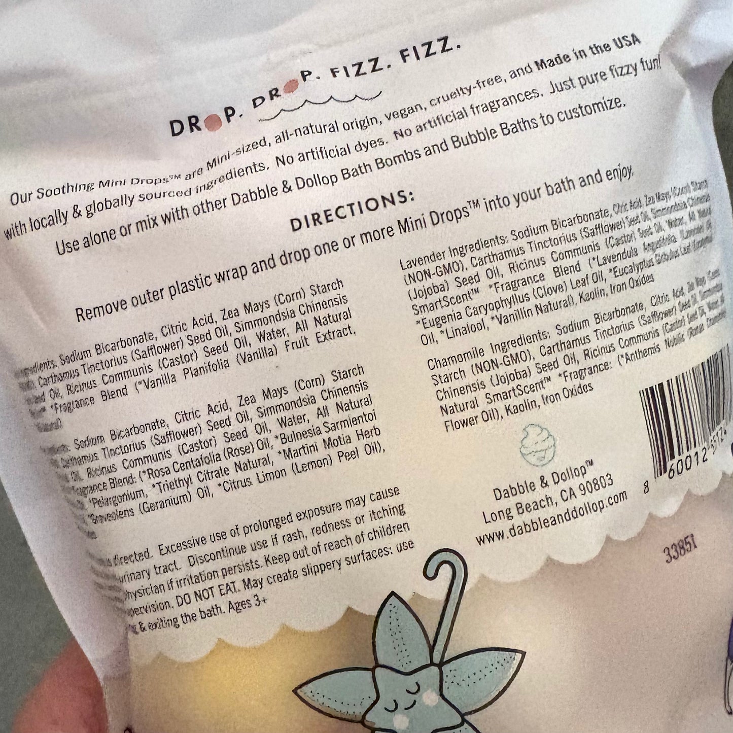 Mini Drops Bath Bombs - Soothing or Fresh Fruit - set of 12 bombs to a bag by dabble & dollop