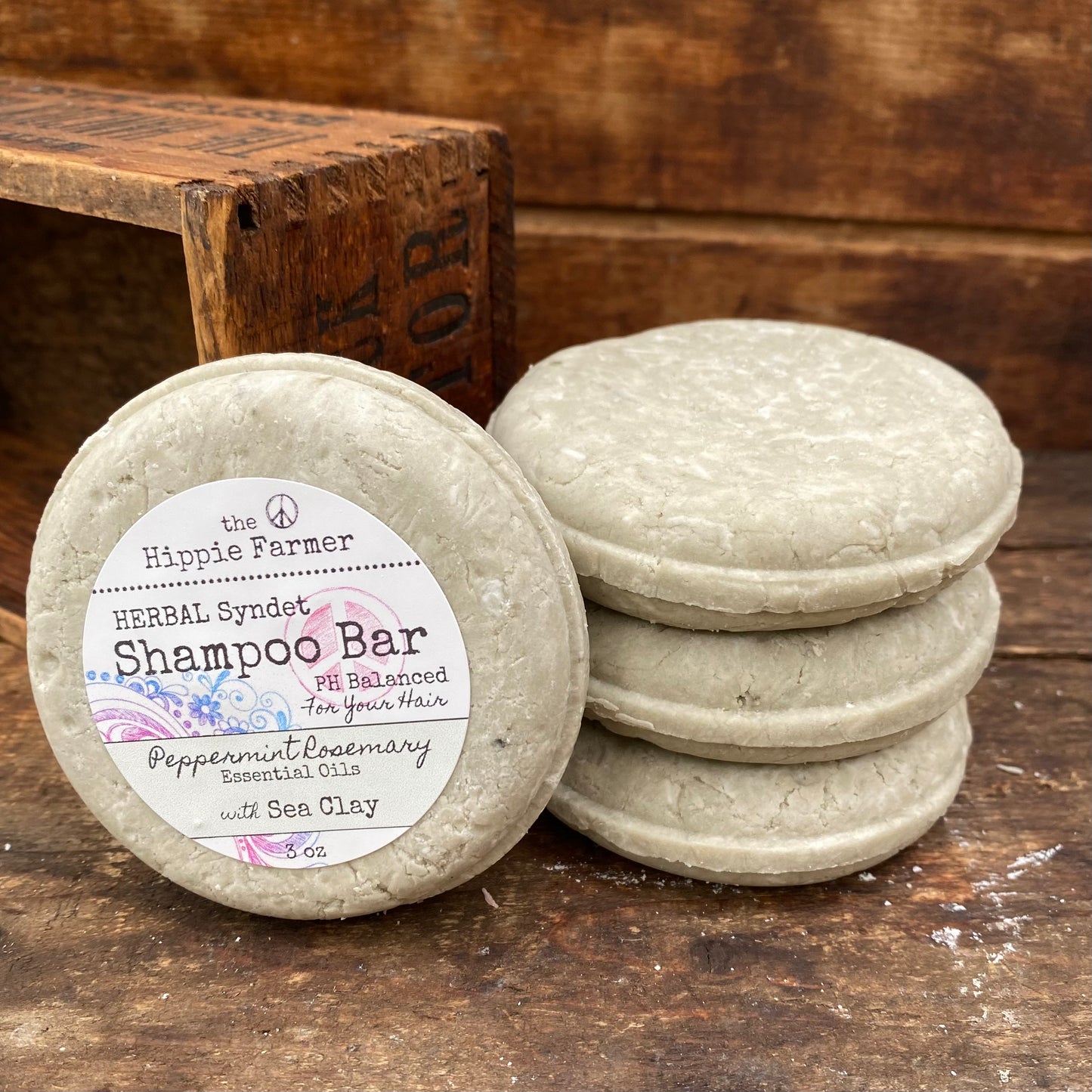 Syndet Shampoo Bar - Peppermint Rosemary Essential Oils & Sea Clay