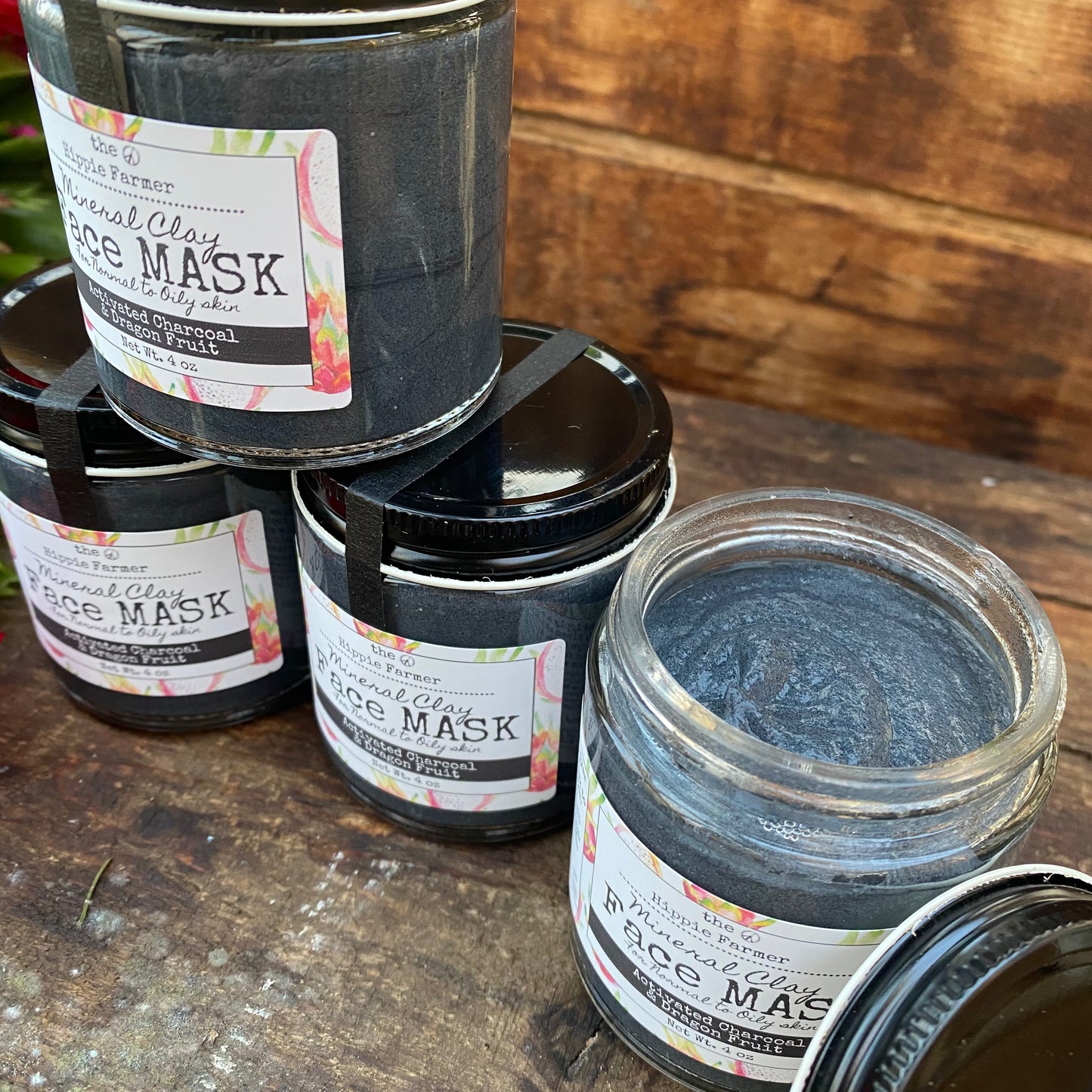 Clay Face Mask - Activated Charcoal & Dragon Fruit (Unscented) - The Hippie Farmer