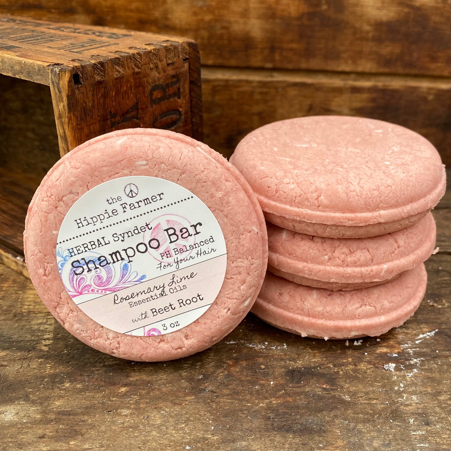 Syndet Shampoo Bar - Lime & Rosemary Essential Oils & Beet Root - The Hippie Farmer