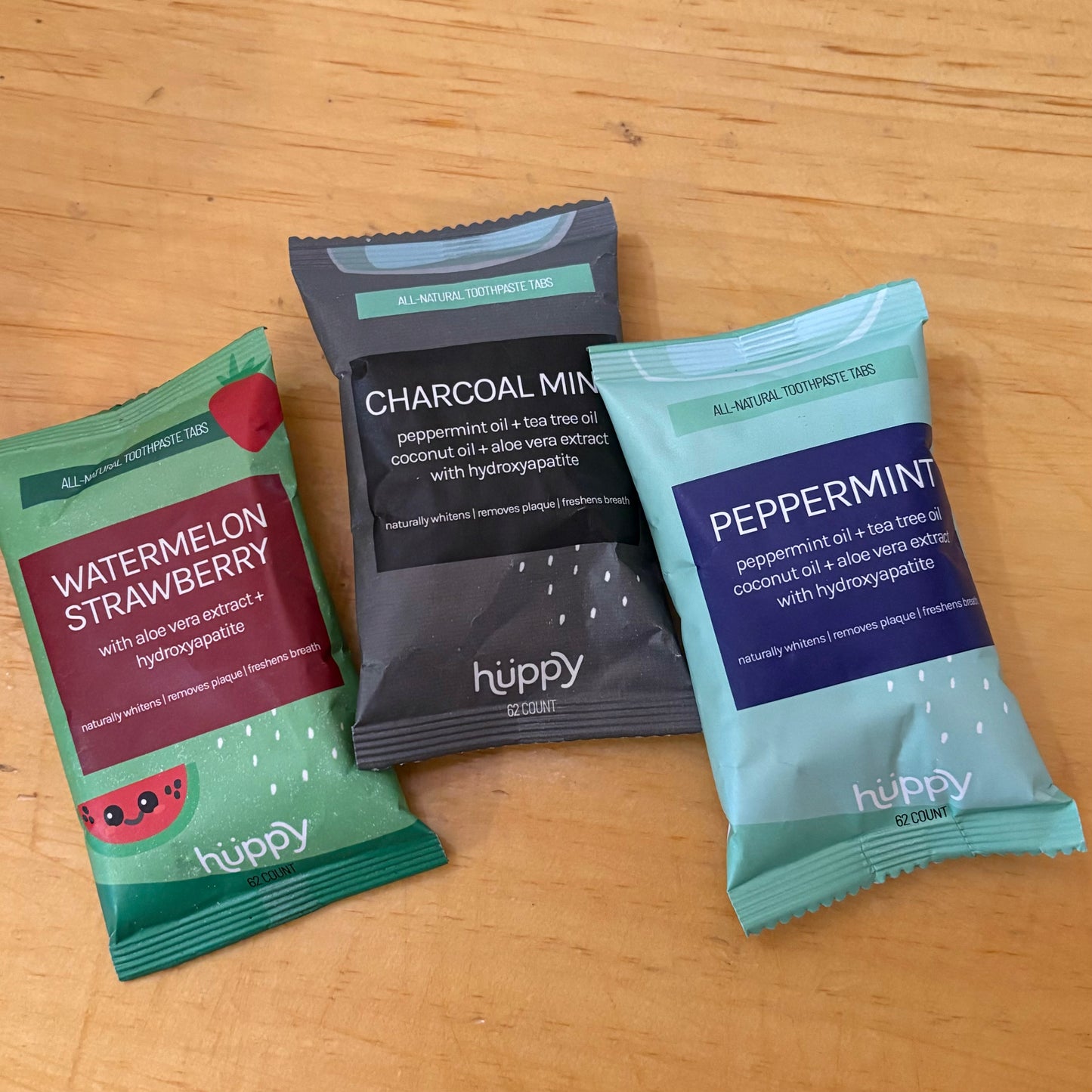 Refill Pack - Strawberry Watermelon, Peppermint or Charcoal Mint (62 tabs) - by HUPPY - The Hippie Farmer