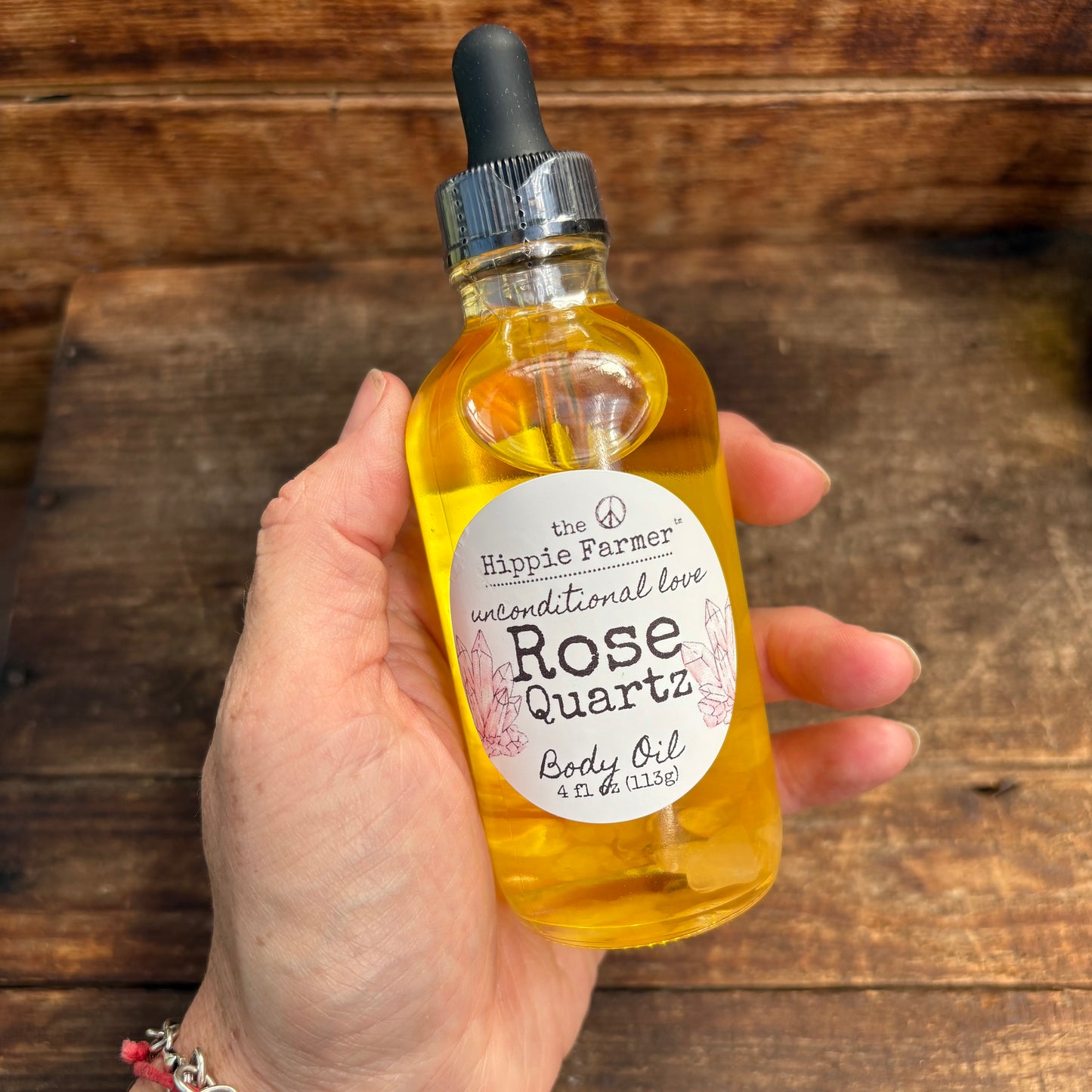 Organic Body Oil - Palo Santo or Rose Quartz - Infused with Stones