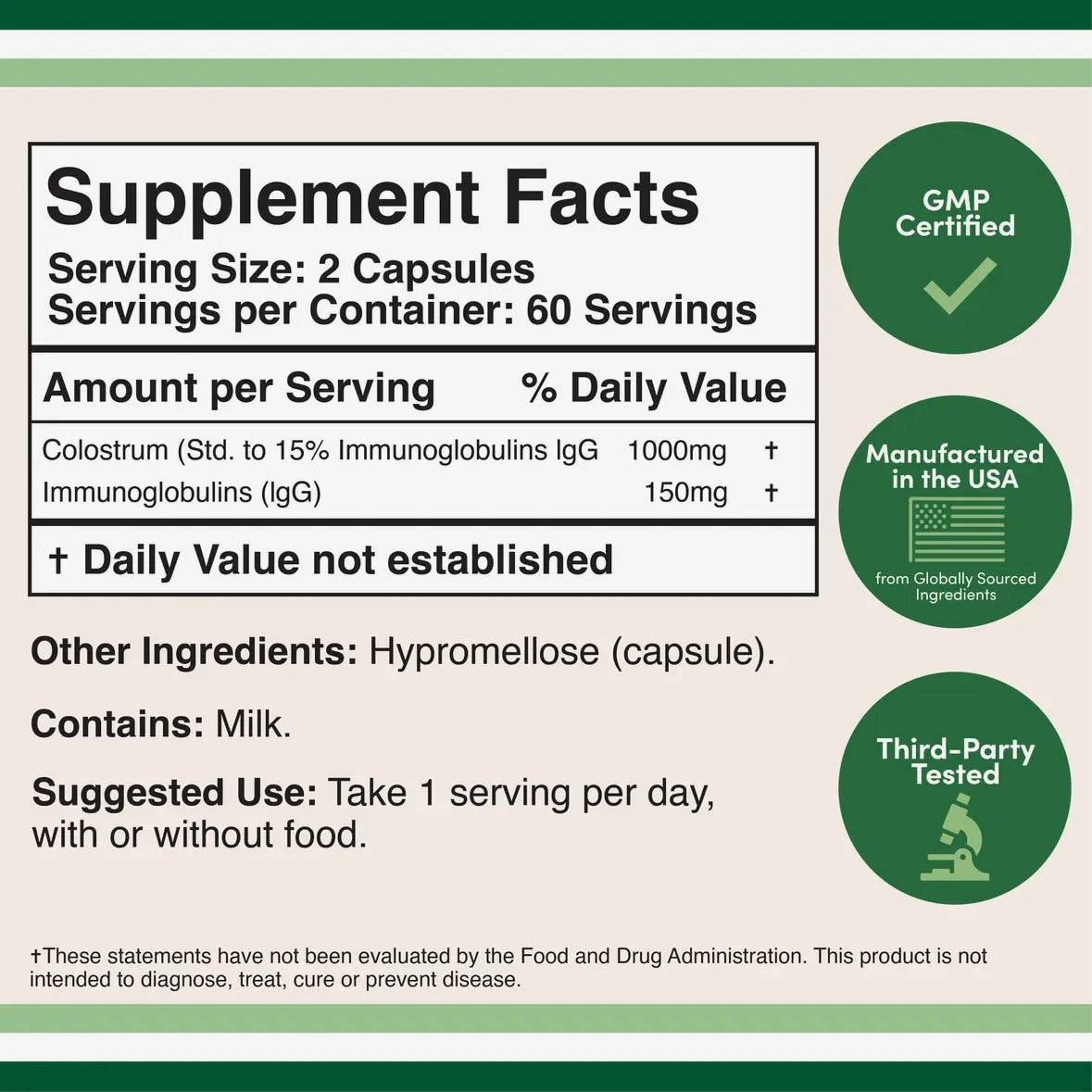 Colostrum 100mg - 120 capsules by Double Wood