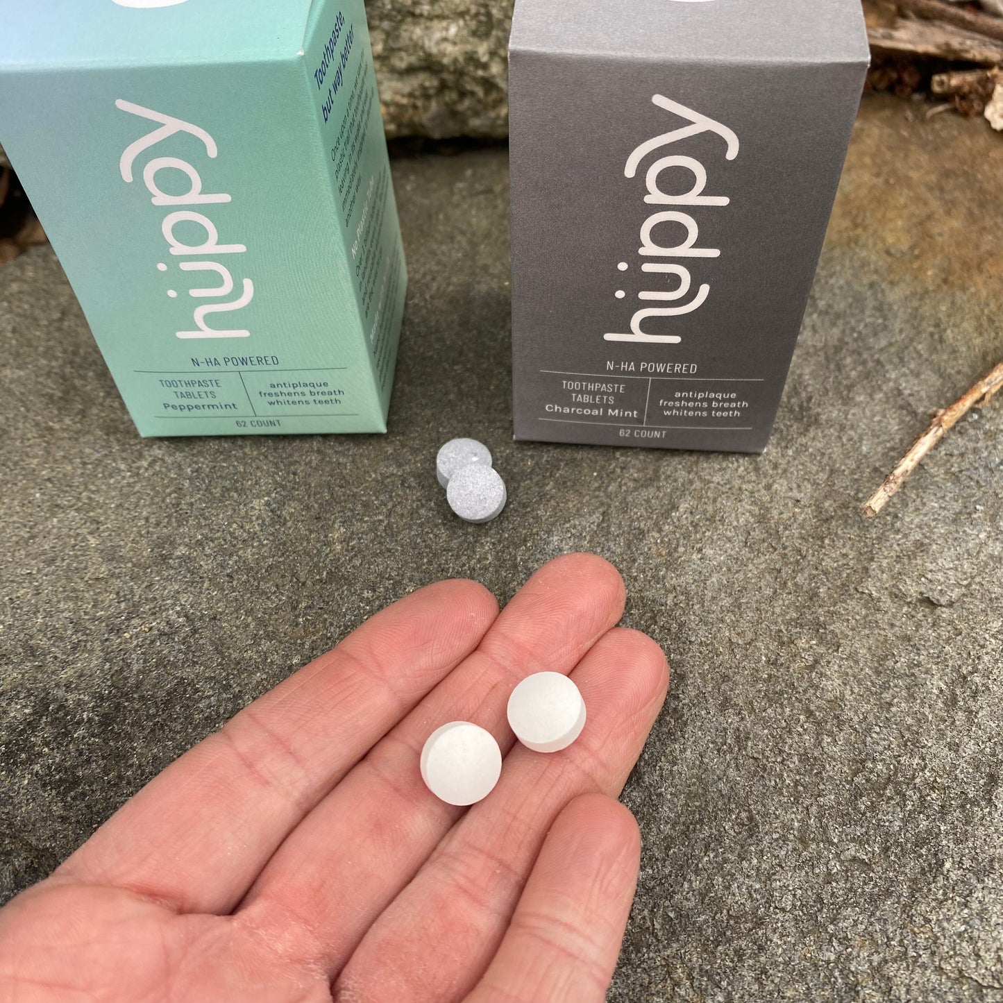 Toothpaste Tablets - Peppermint or Charcoal Mint - 62 count by HUPPY - The Hippie Farmer