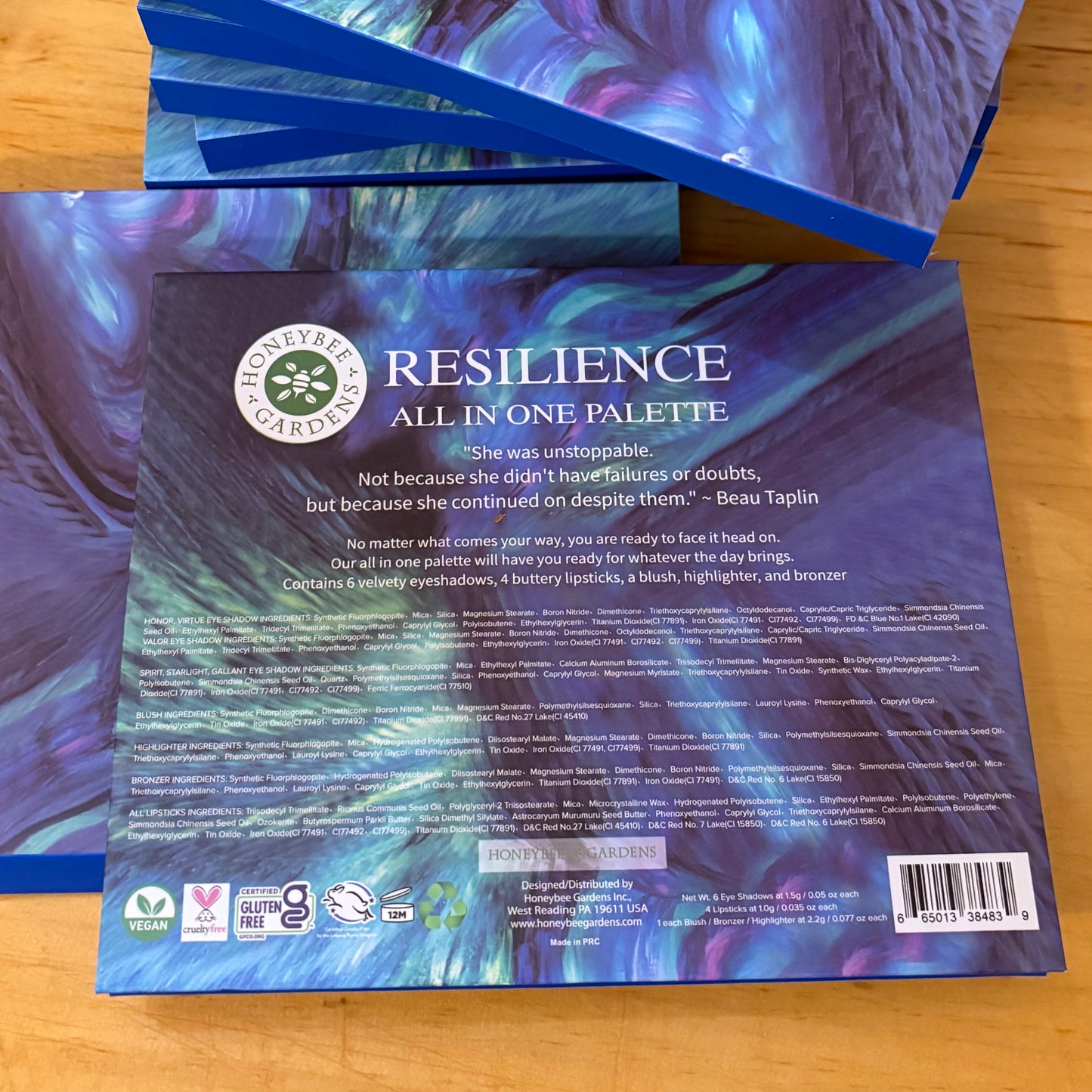 Resilience All In One Palette - 6 eyeshadows, 4 lipsticks, a blush, highlighter and bronzer - by Honeybee Gardens - The Hippie Farmer