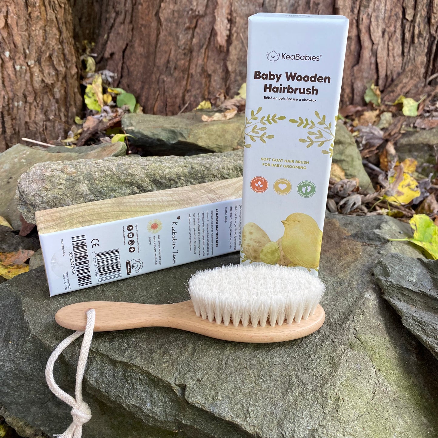 Baby Wooden Hairbrush - Walnut Wood & Goat Hair - Single brush or 3 Piece Set - by KeaBabies - The Hippie Farmer