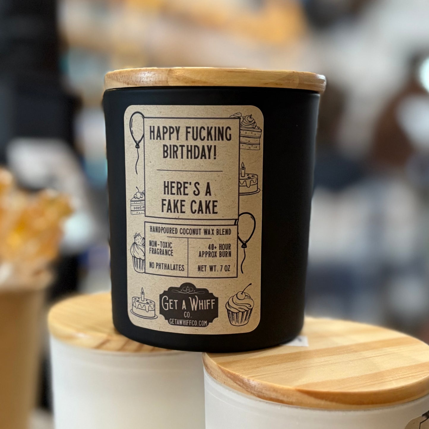 Happy F ing Birthday, Here’s a Fake Cake - Hand-poured Coconut Wax Blend (Non Toxic) Candle - by Get A Whiff Co. - The Hippie Farmer