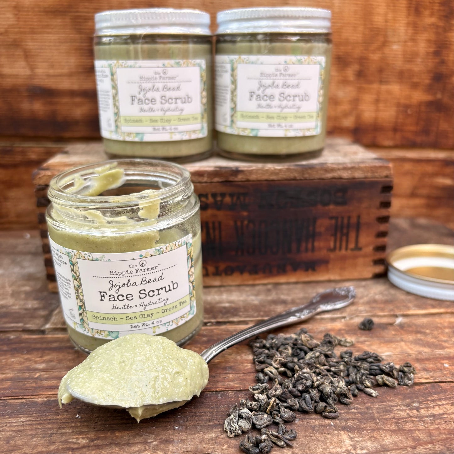 Jojoba Bead Face Scrub - Spinach, Sea Clay & Green Tea