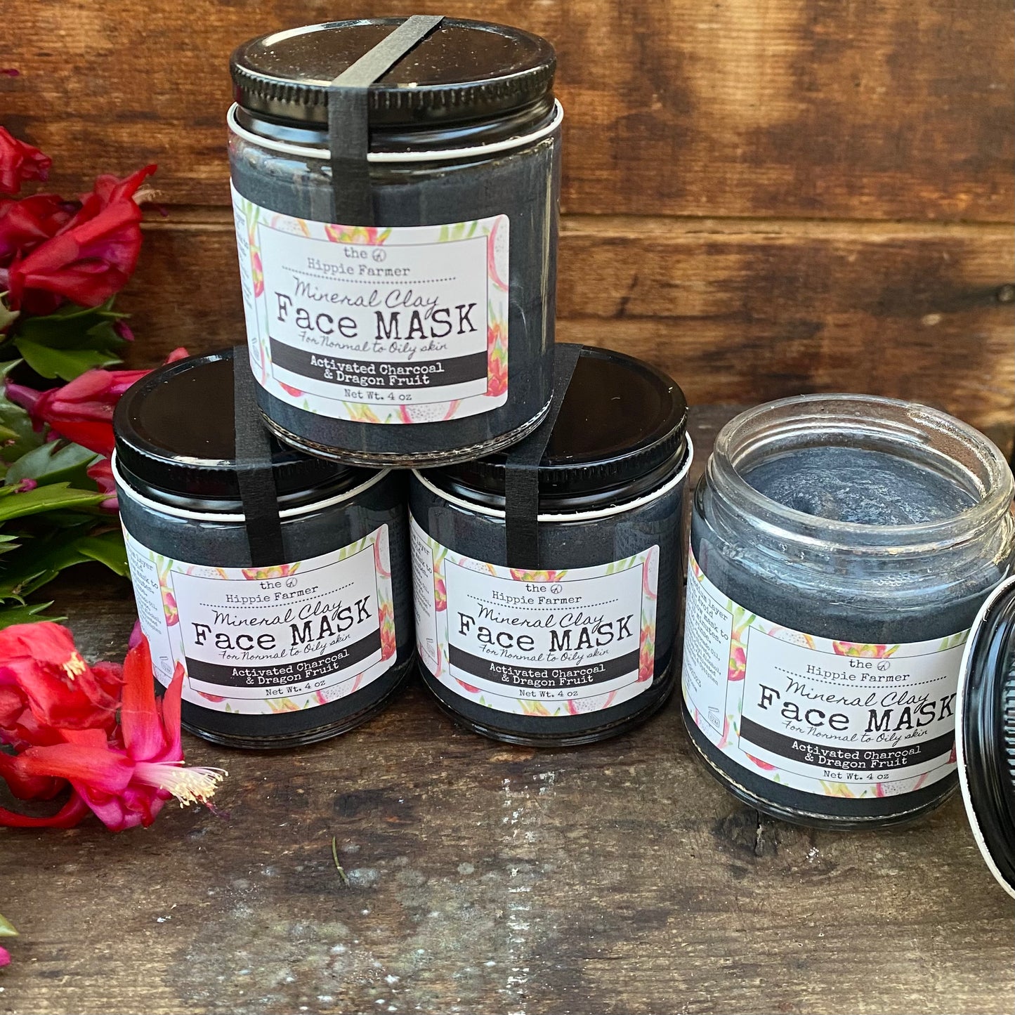 Clay Face Mask - Activated Charcoal & Dragon Fruit (Unscented) - The Hippie Farmer