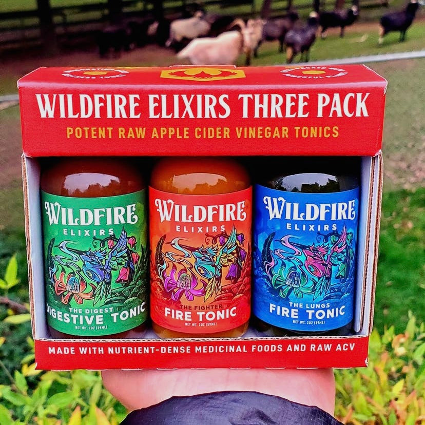 Wellness Tonic 3-Pack of 2oz - Digest/Fighter/Lungs - by Wildefire Elixirs - The Hippie Farmer