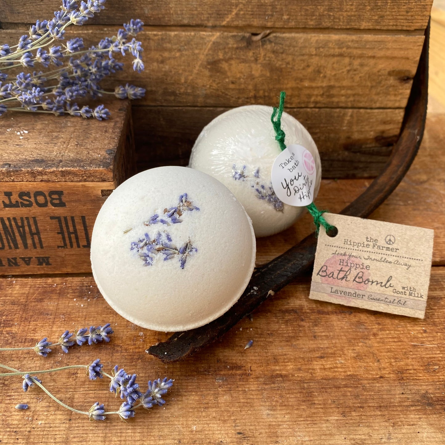 Hippie Bath Bomb with Goat Milk - Lavender Essential Oil - 8oz XLARGE - The Hippie Farmer
