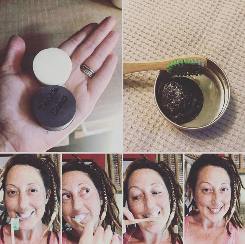 Tooth Soap - Peppermint & Orange with Acitvated Charcoal/Aloe Vera - 0.75 oz tin or 3x Refill - The Hippie Farmer