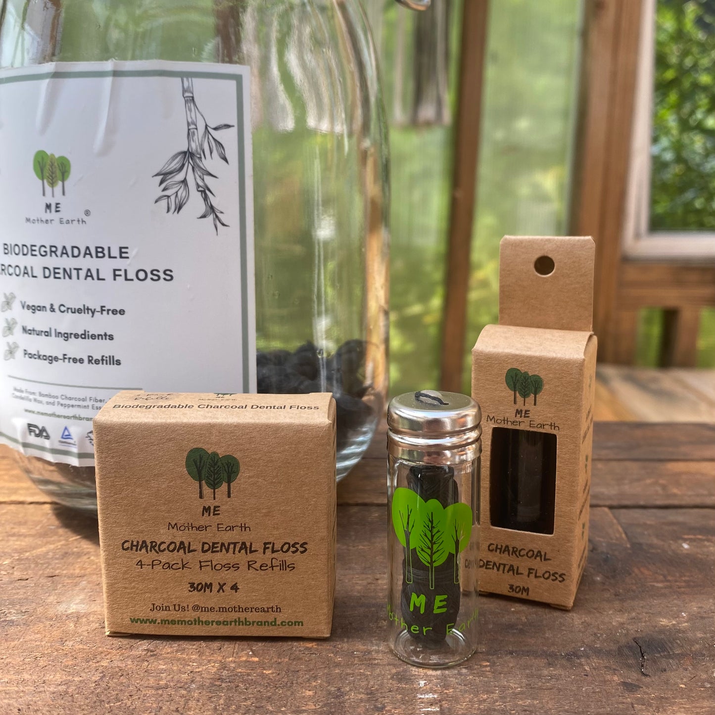 Eco Charcoal Dental Floss - Biodegradable - by Mother Earth ME - The Hippie Farmer