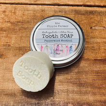 Load image into Gallery viewer, Tooth Soap - Peppermint Menthol with Baking Soda/Aloe Vera - 0.75 oz tin or 3x Refill - The Hippie Farmer