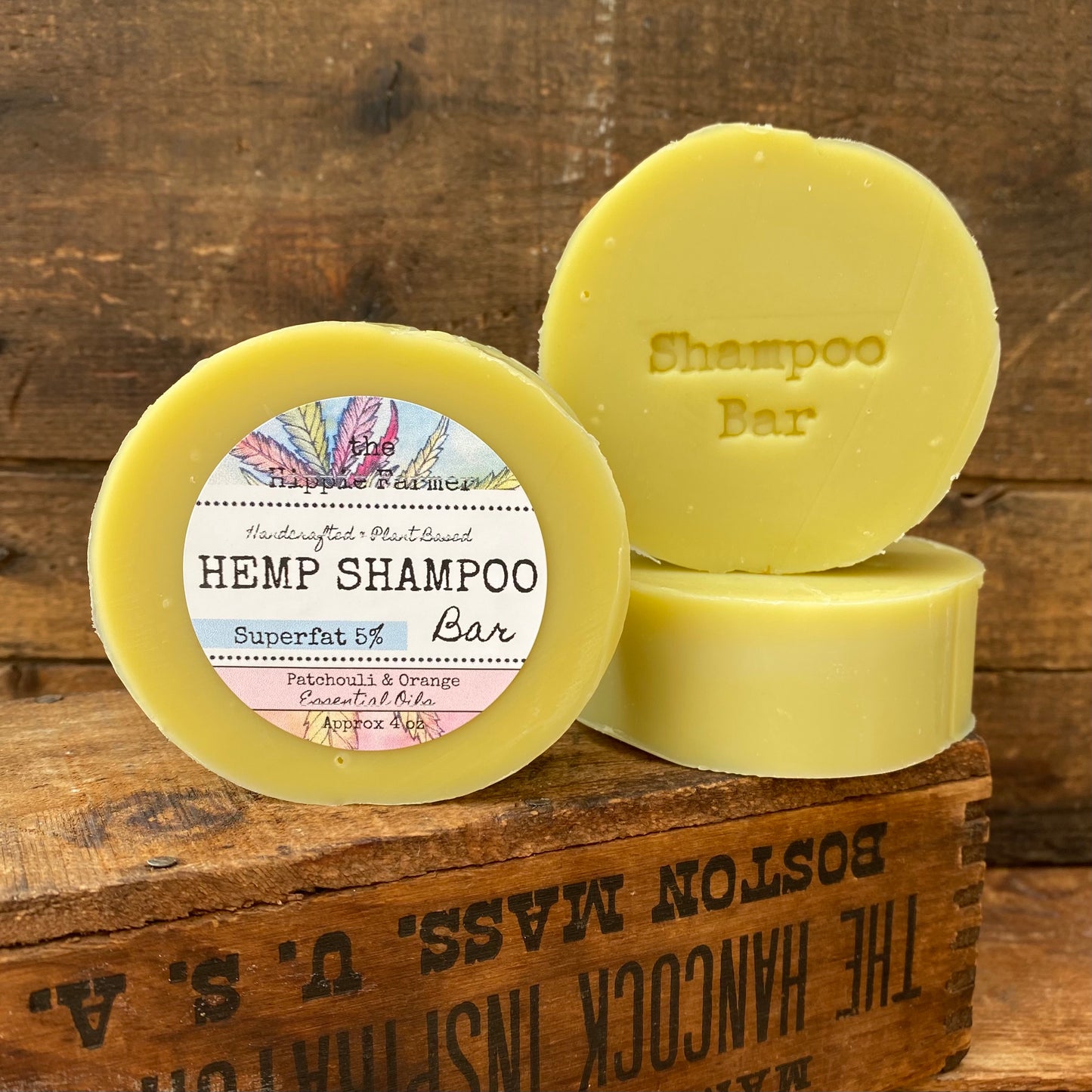 Hemp Shampoo Bar - Patchouli Orange Essential Oils - 5% Superfat - The Hippie Farmer