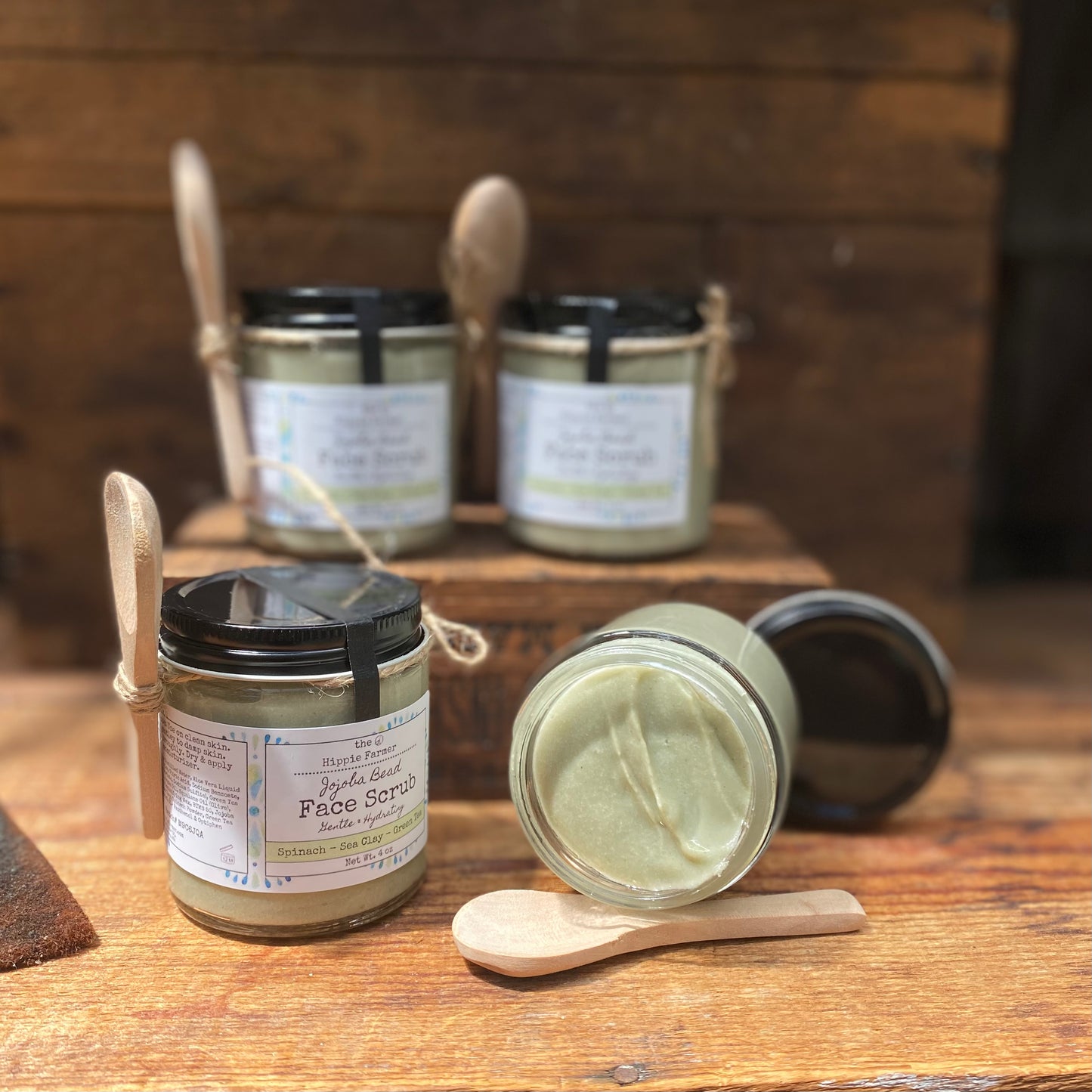Jojoba Bead Face Scrub - Spinach, Sea Clay & Green Tea - The Hippie Farmer