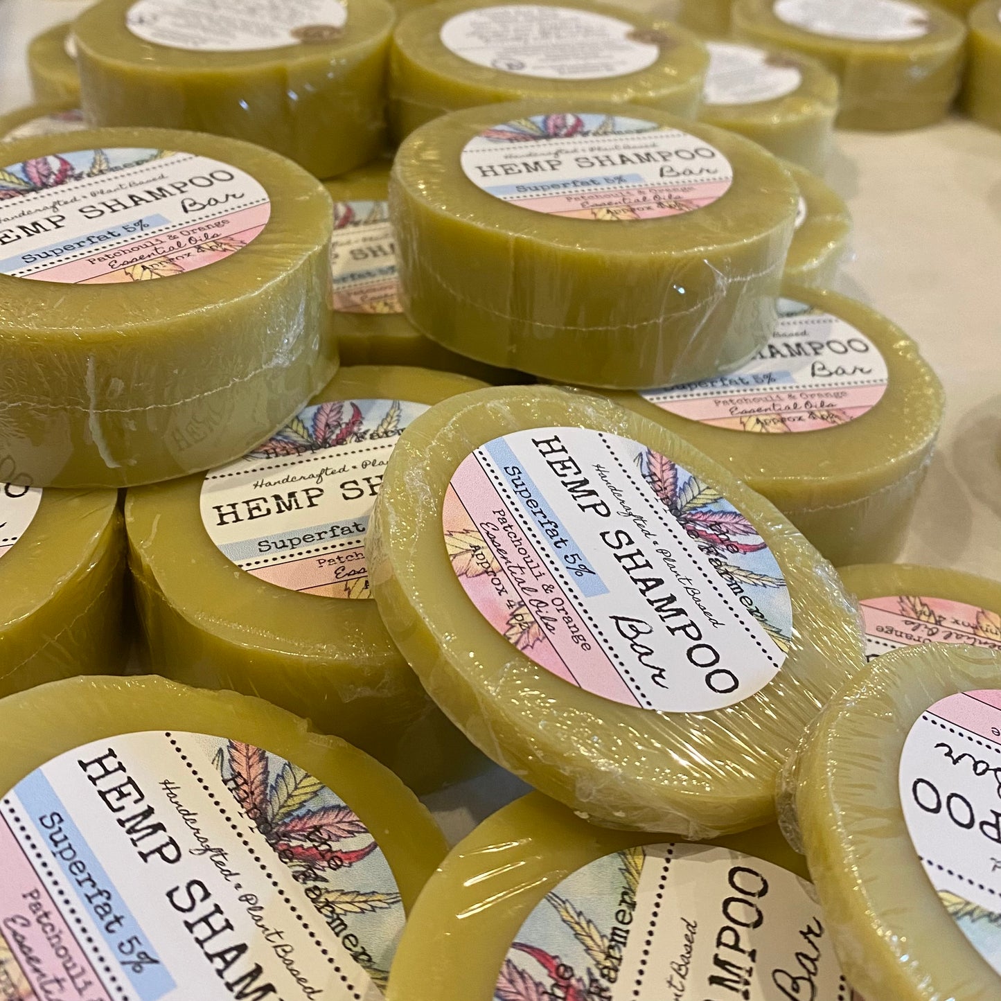 Hemp Shampoo Bar - Patchouli Orange Essential Oils - 5% Superfat - The Hippie Farmer
