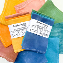 Load image into Gallery viewer, 4-pack Lunch Napkins | Hand Dyed | Organic Cotton | 2 color choices by Rainbow Waters - The Hippie Farmer