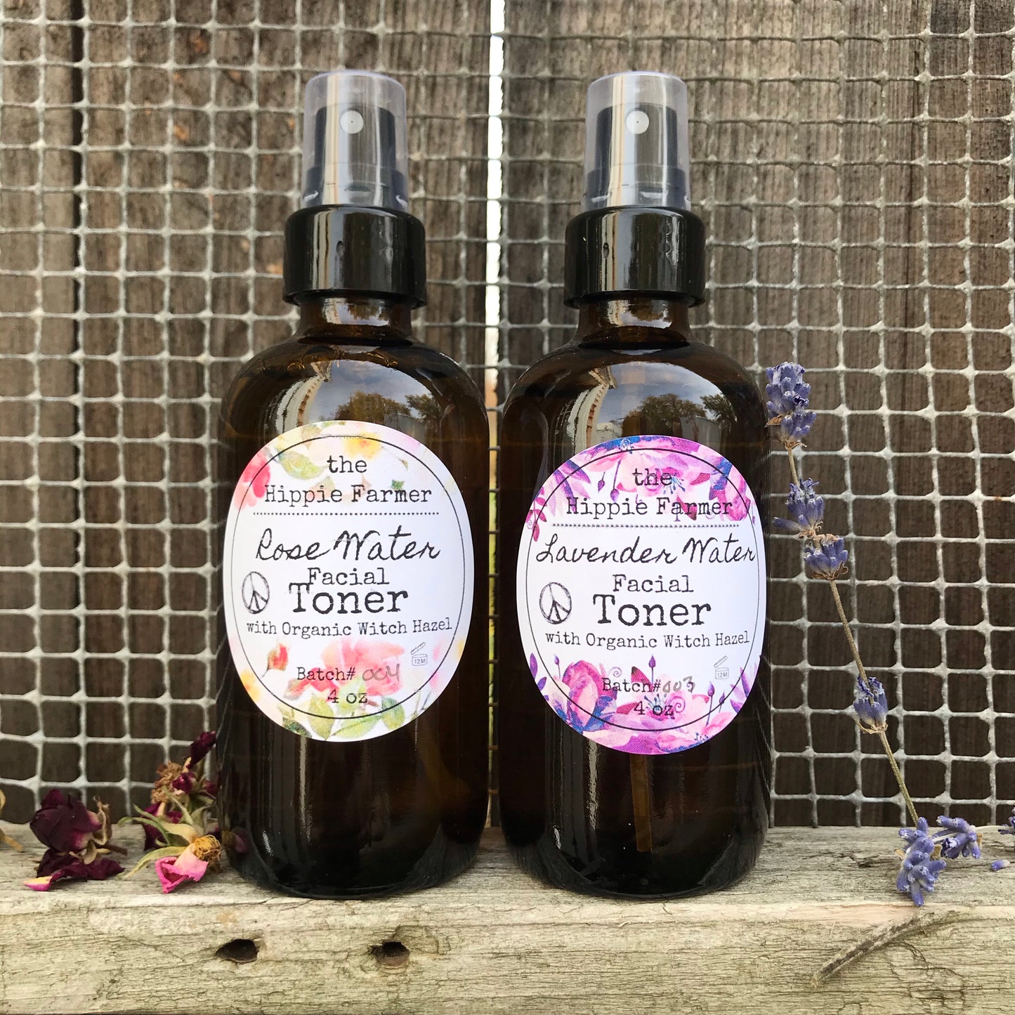 Facial Water Toner Spray - Lavender or Rose with Organic Witch Hazel - The Hippie Farmer