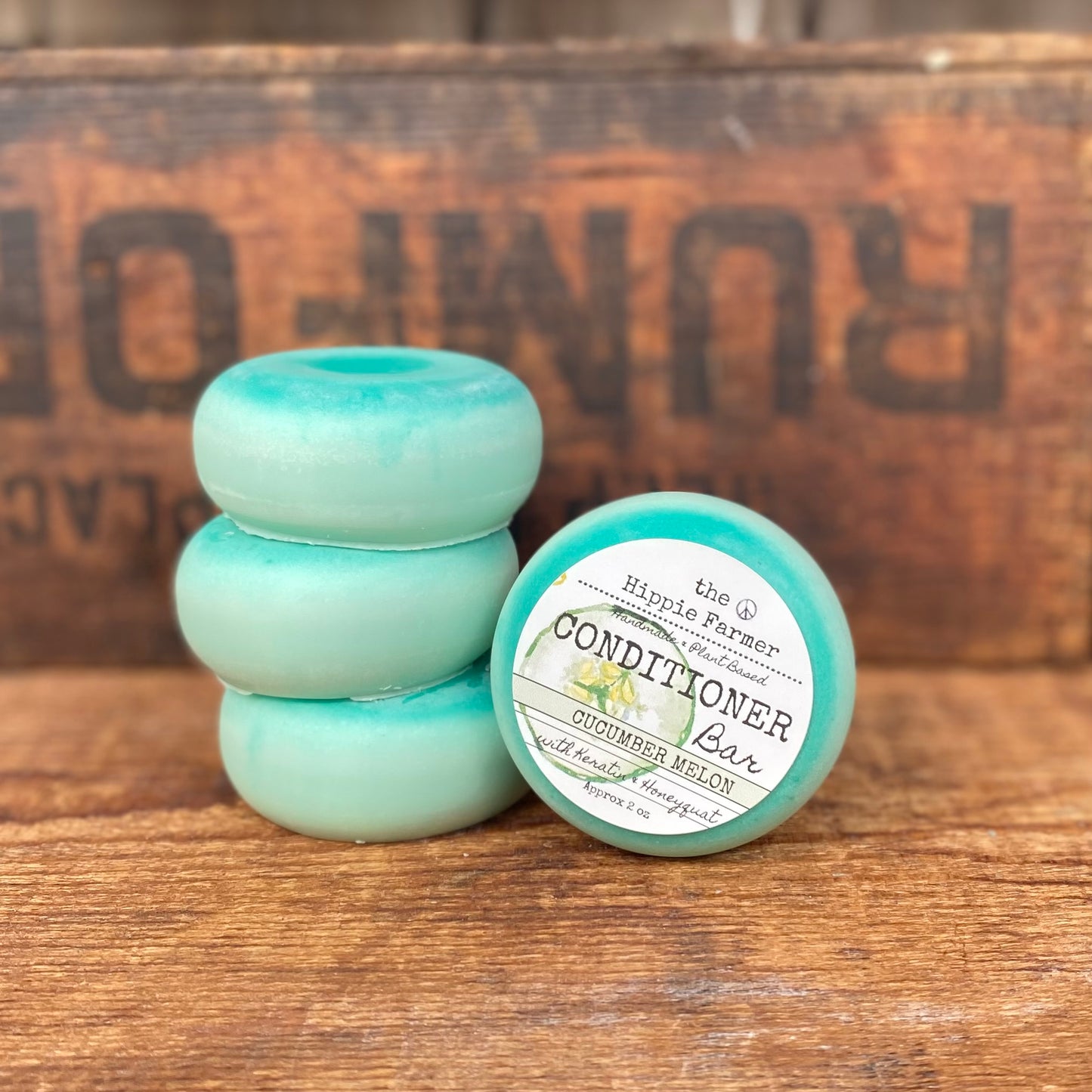 Solid Conditioner Bar - Cucumber Melon - with Keratin & Honeyquat - The Hippie Farmer