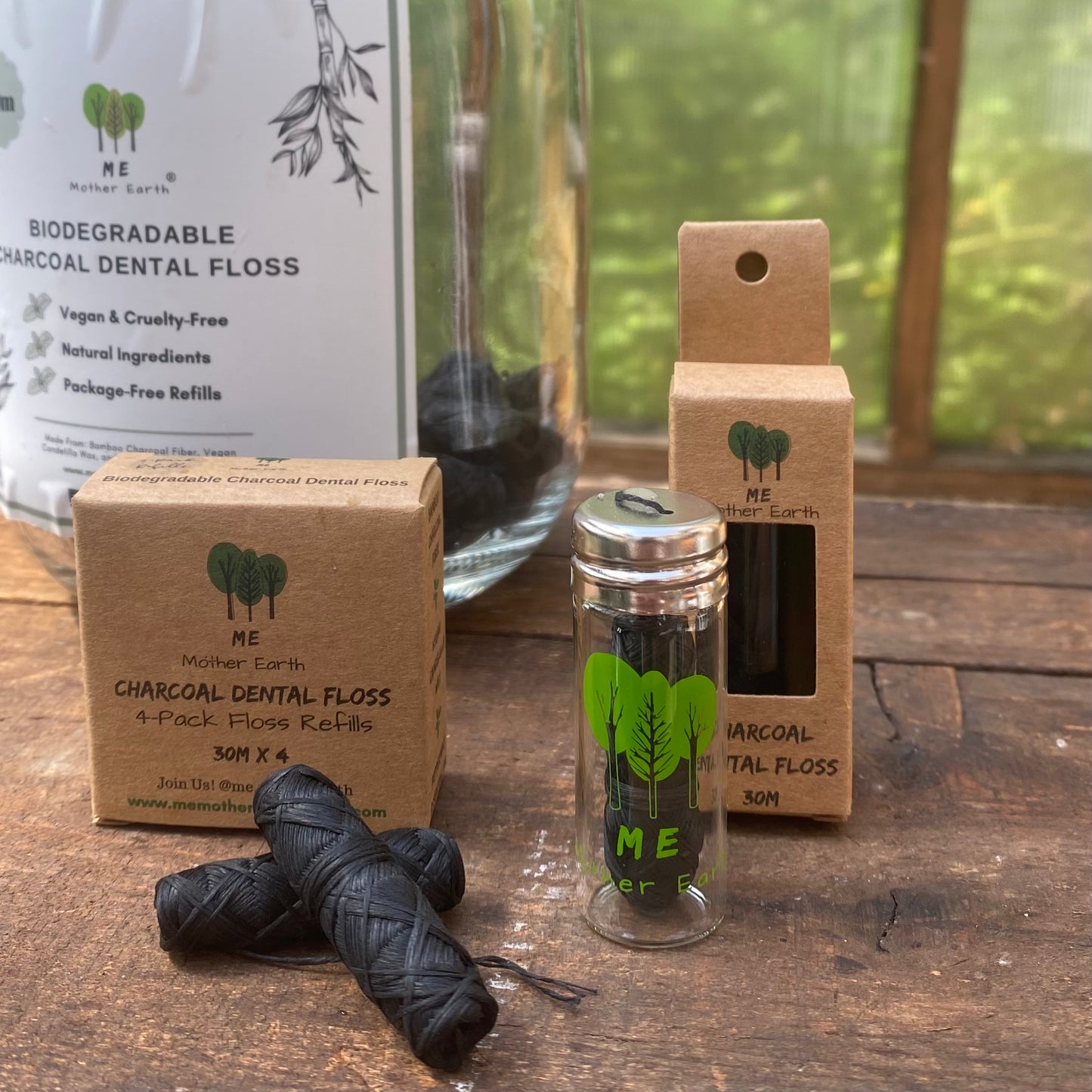 Eco Charcoal Dental Floss - Biodegradable - by Mother Earth ME - The Hippie Farmer