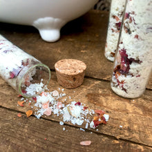 Load image into Gallery viewer, Bath Salts - Goat Milk &amp; Dried Roses - 55ml Glass Tube - The Hippie Farmer