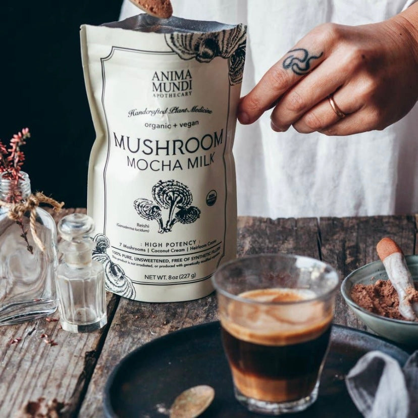 Mushroom Mocha Milk - Longevity Mushrooms - 8 oz or 1lb (16oz) - by Anima Mundi Apothecary - The Hippie Farmer