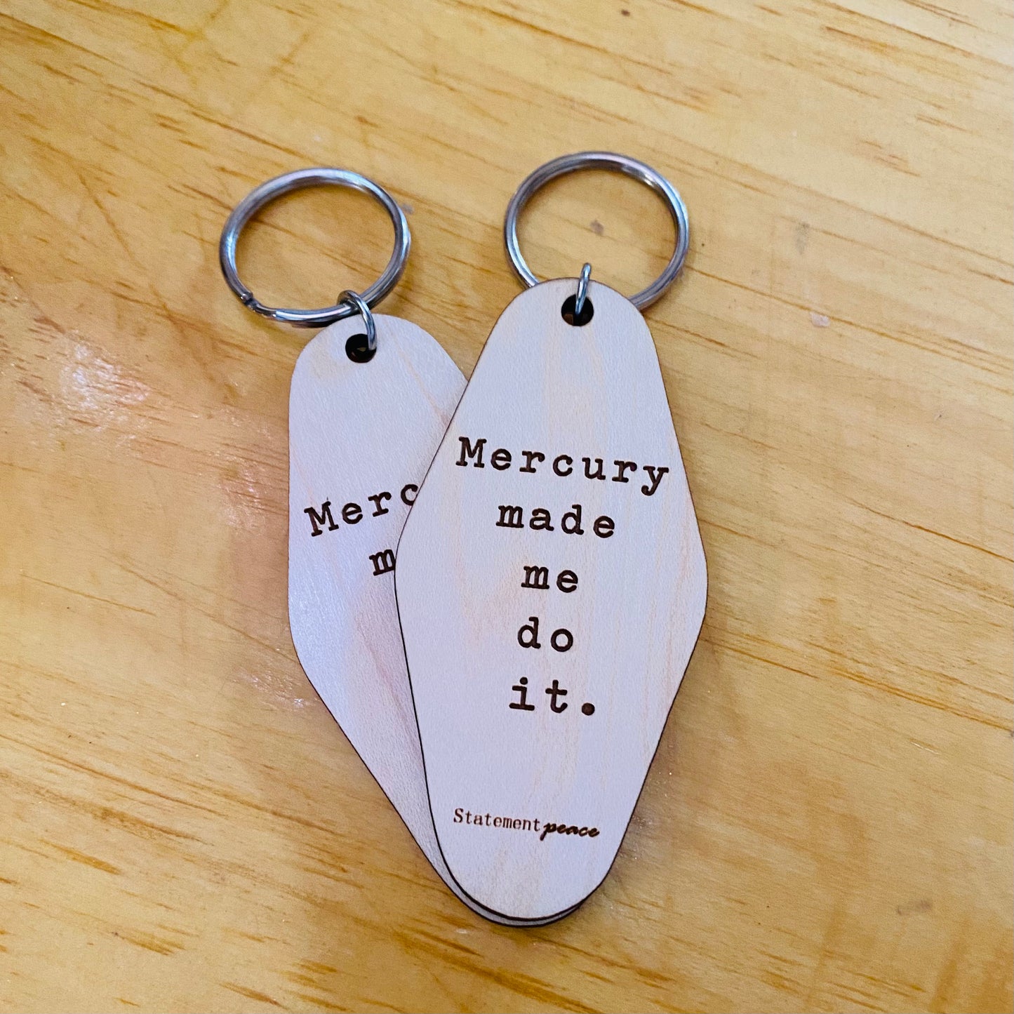 Wood Keychain - Grow, Manifest or Mercury Quotes by Statement Peace - The Hippie Farmer