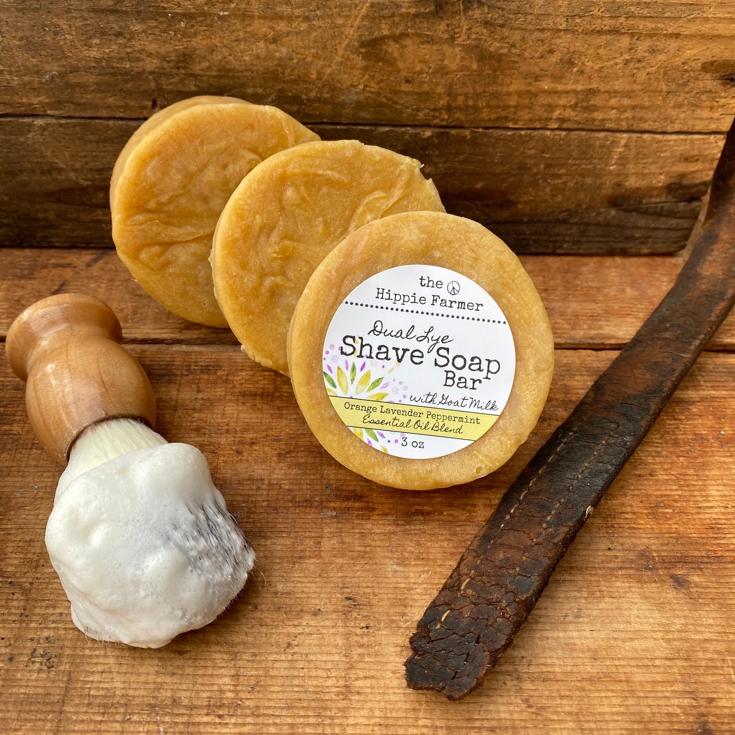 Old Fashioned Dual Lye Shave Soap - Orange Lavender Peppermint Essential Oil - The Hippie Farmer