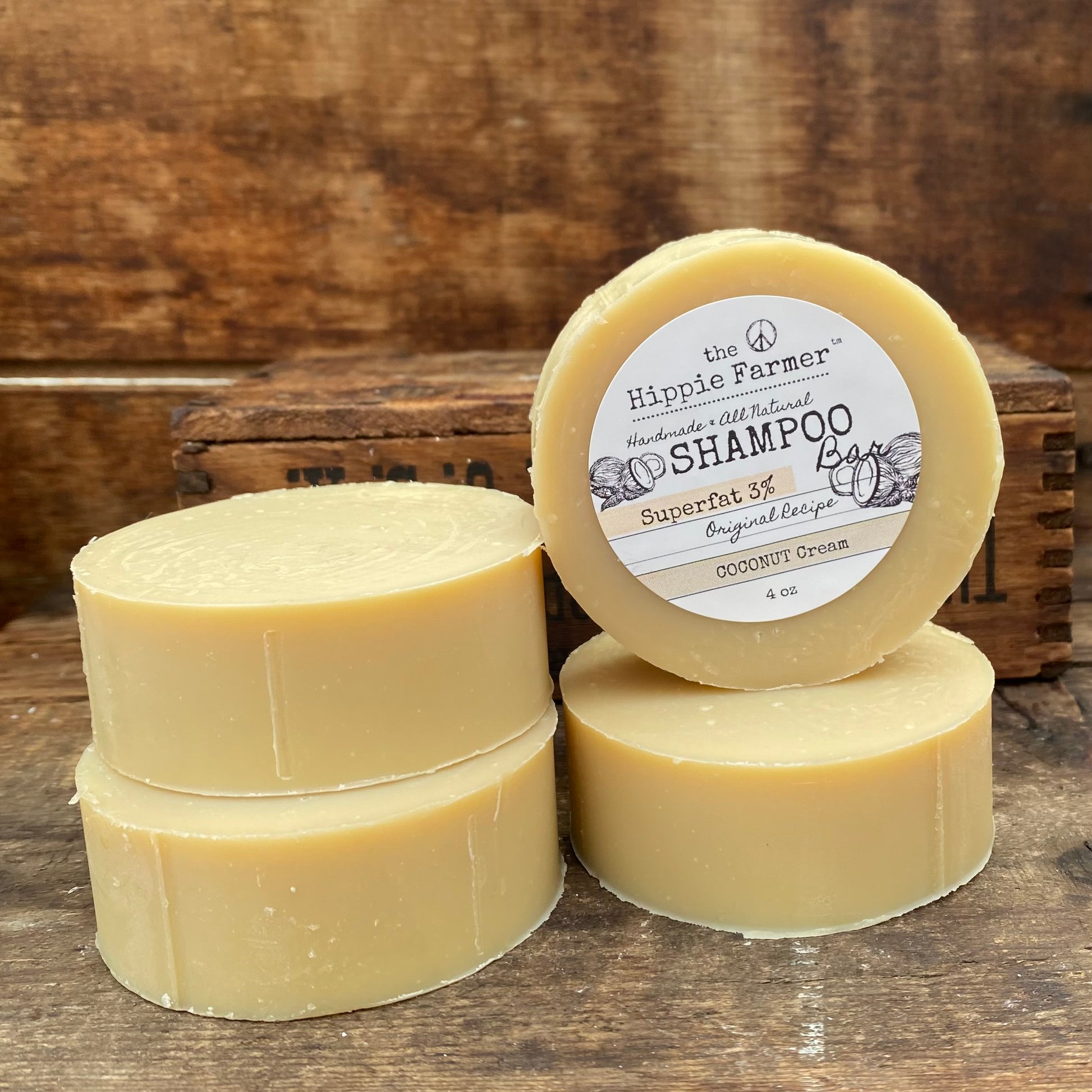 Shampoo Soap Bar - Coconut Cream - 3% or 10% Superfat - The Hippie Farmer