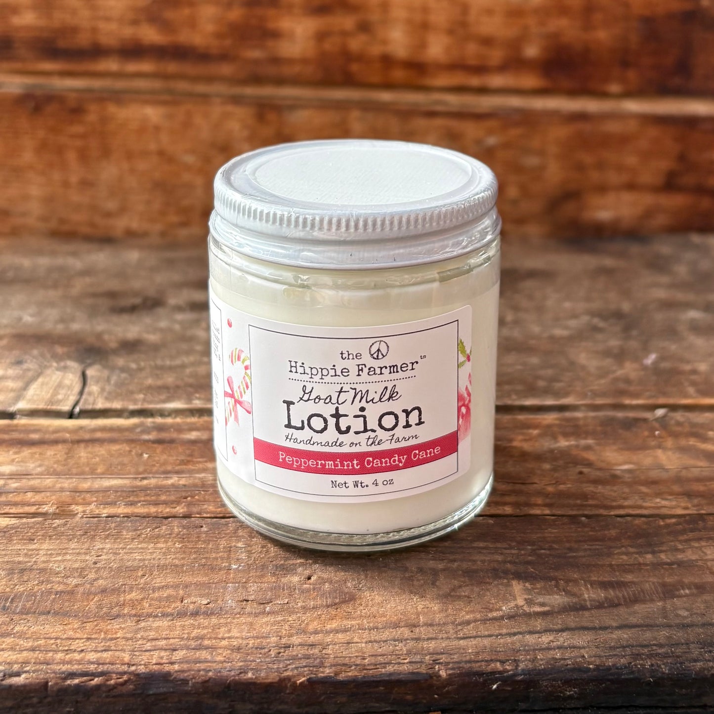 Goat Milk Lotion - Peppermint Candy Cane EO- 8oz Pump Bottle or 4oz Jar