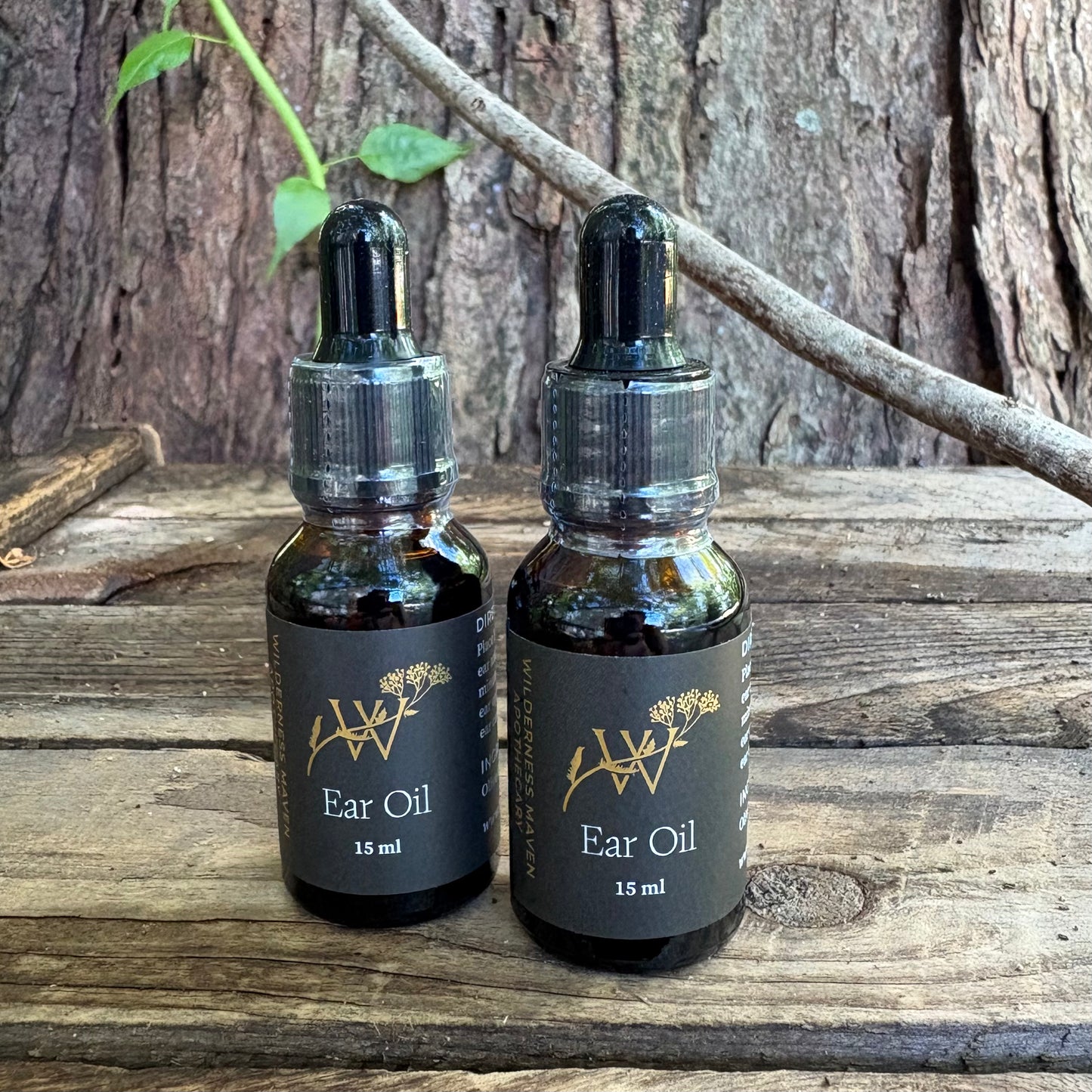 Organic Ear Oil - with Garlic, Mullein & Comfrey - 0.5 oz Dropper by The Wilderness Maven