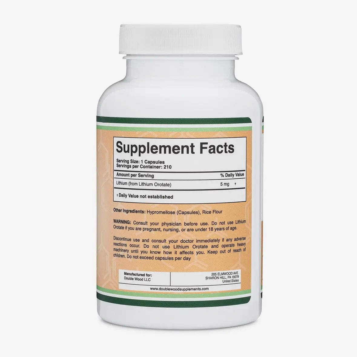 Lithium Orotate 5mg - 210 capsules by Double Wood