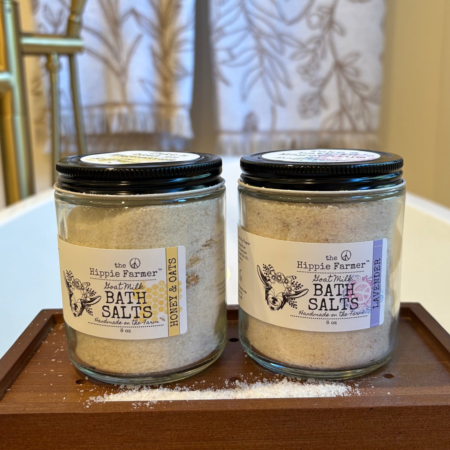 Goat Milk Bath Salts - Lavender or Oats & Honey - Bath in Magnesium Sulfate - 8 oz