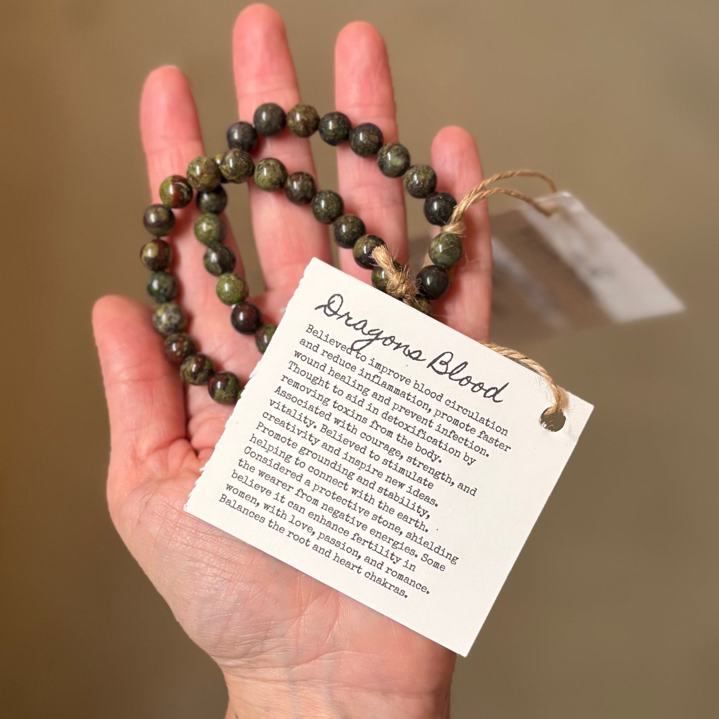 Dragons Blood Bracelet - Crystal Healing for Mindfulness - size 7