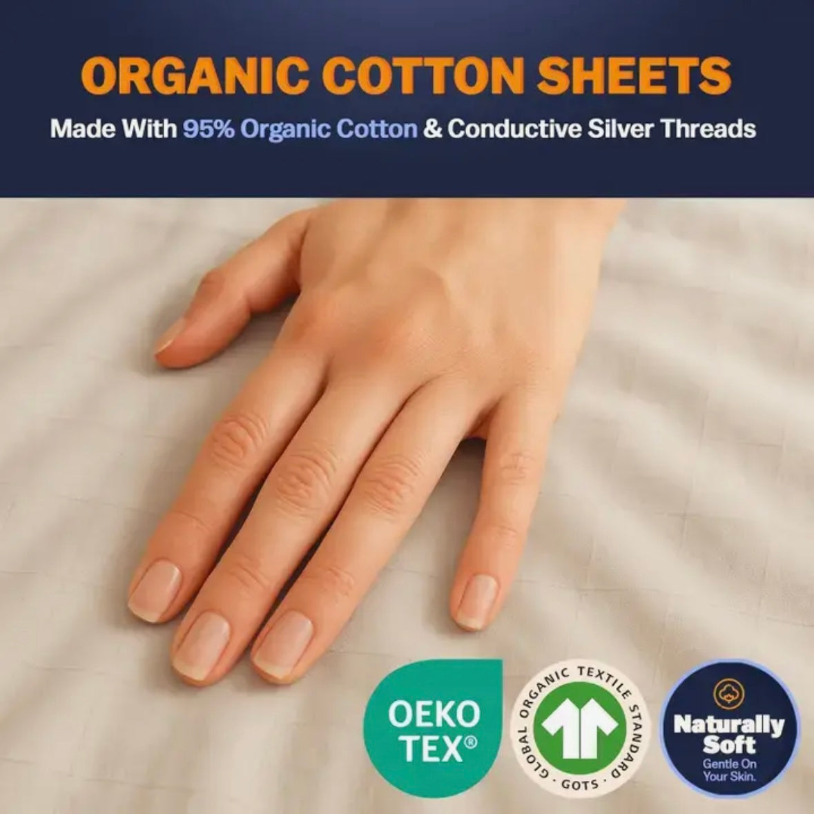 Grounding Flat Sheet for all size beds - Organic Cotton 24” by 104” by Gaya