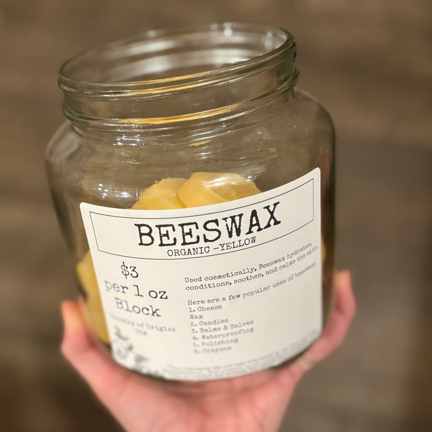 Organic Bees Wax Blocks - 1 oz each - USA Origin