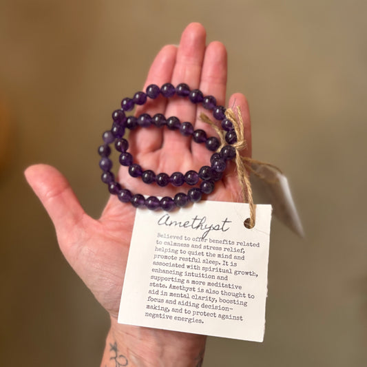 Amethyst Bracelet - Crystal Healing for Mindfulness - size 7