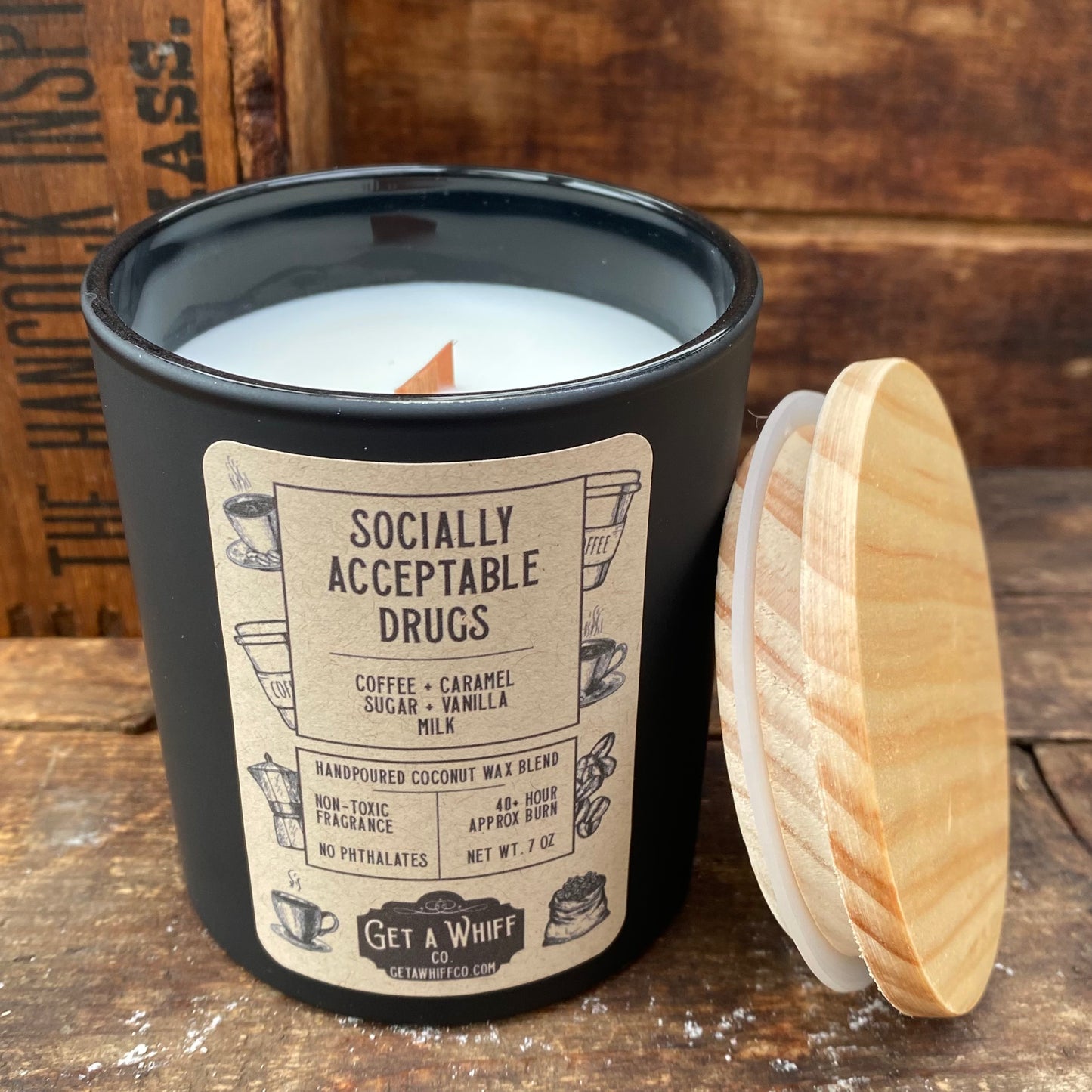 SOCIALLY ACCEPTABLE DRUGS - Hand-poured Coconut Wax Blend (Non Toxic) Candle - by Get A Whiff Co.