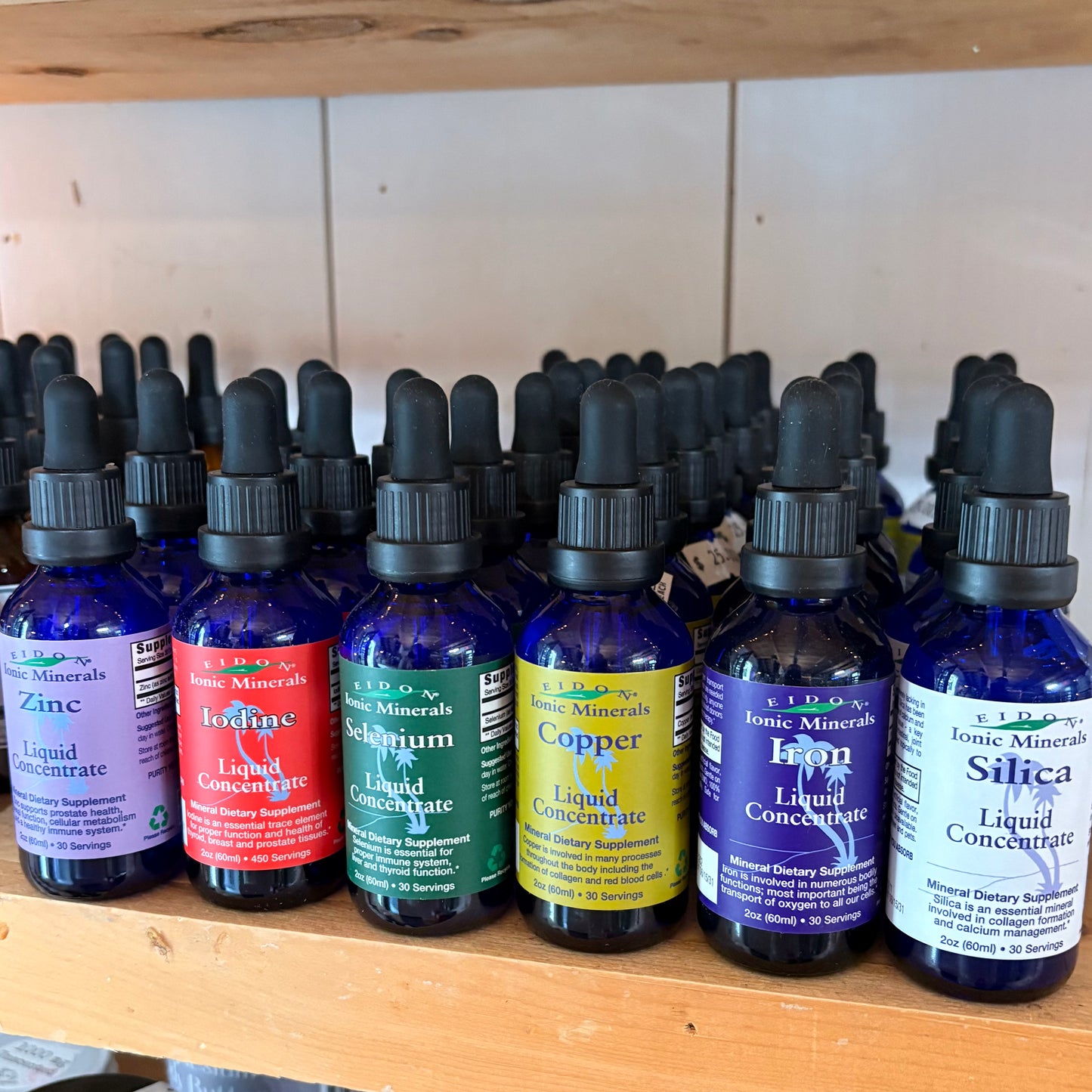 Eidon Ionic Minerals Liquid Concentrates 2oz - Iodine, Copper, Zinc, Iron, Selenium or Silica