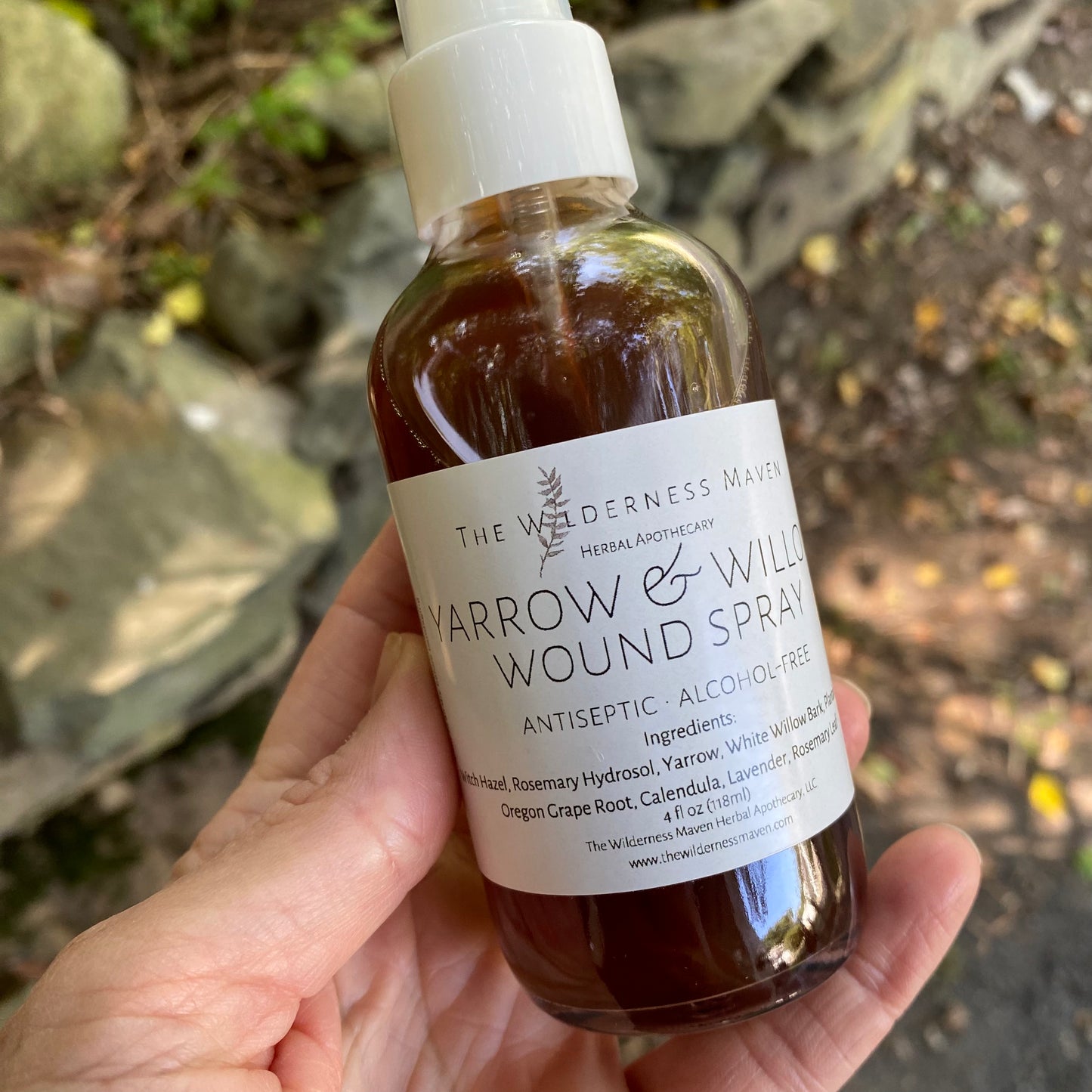 Yarrow and Willow Wound Spray - Antiseptic Alcohol Free - 4 fl oz by The Wilderness Maven