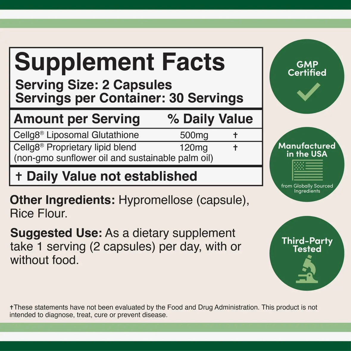 Liposomal Glutathione - High absorption - 500mg per serving - 60 capsules by Double Wood