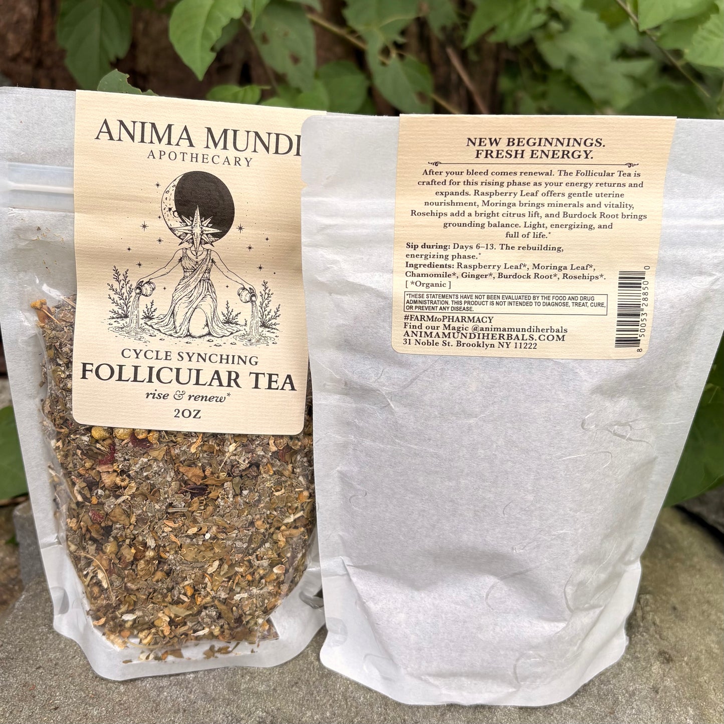 Cycle Synching Teas - Herbs for each phase of your cycle (Moon, Follicular, Ovulation & Luteal) - 2 oz bags by Anima Mundi