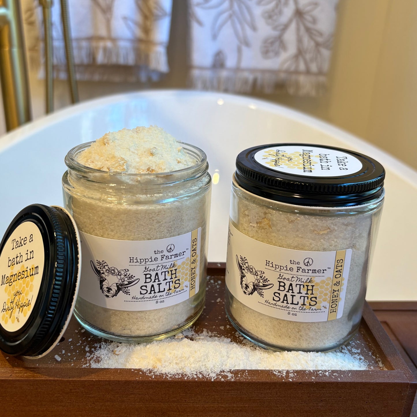 Goat Milk Bath Salts - Lavender or Oats & Honey - Bath in Magnesium Sulfate - 8 oz