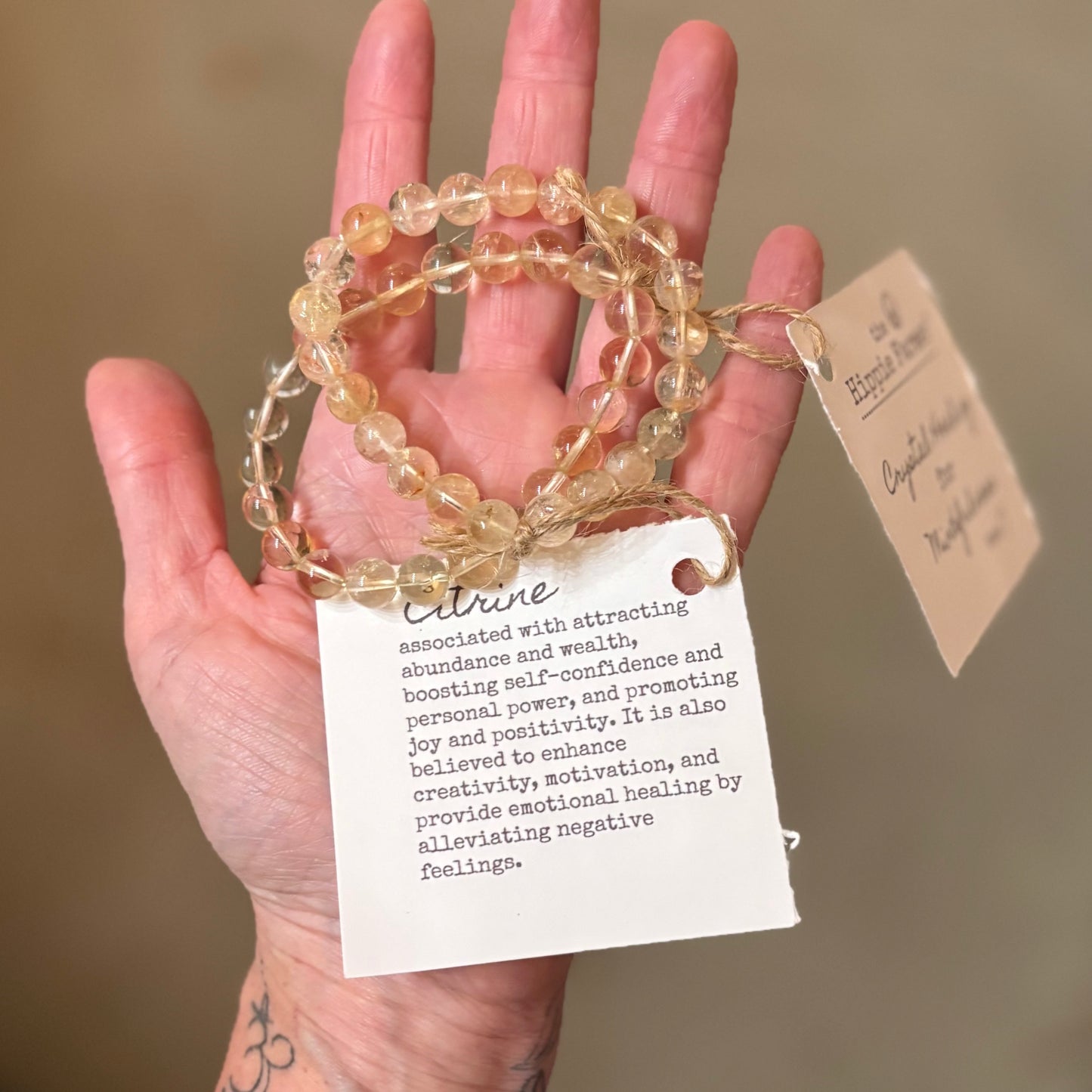 Citrine Bracelet - Crystal Healing for Mindfulness - size 7