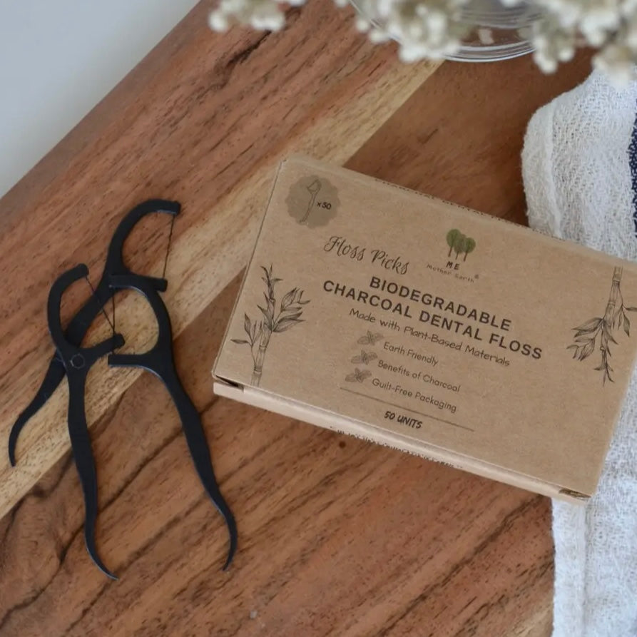 Eco Charcoal Dental Floss - Biodegradable - by Mother Earth ME