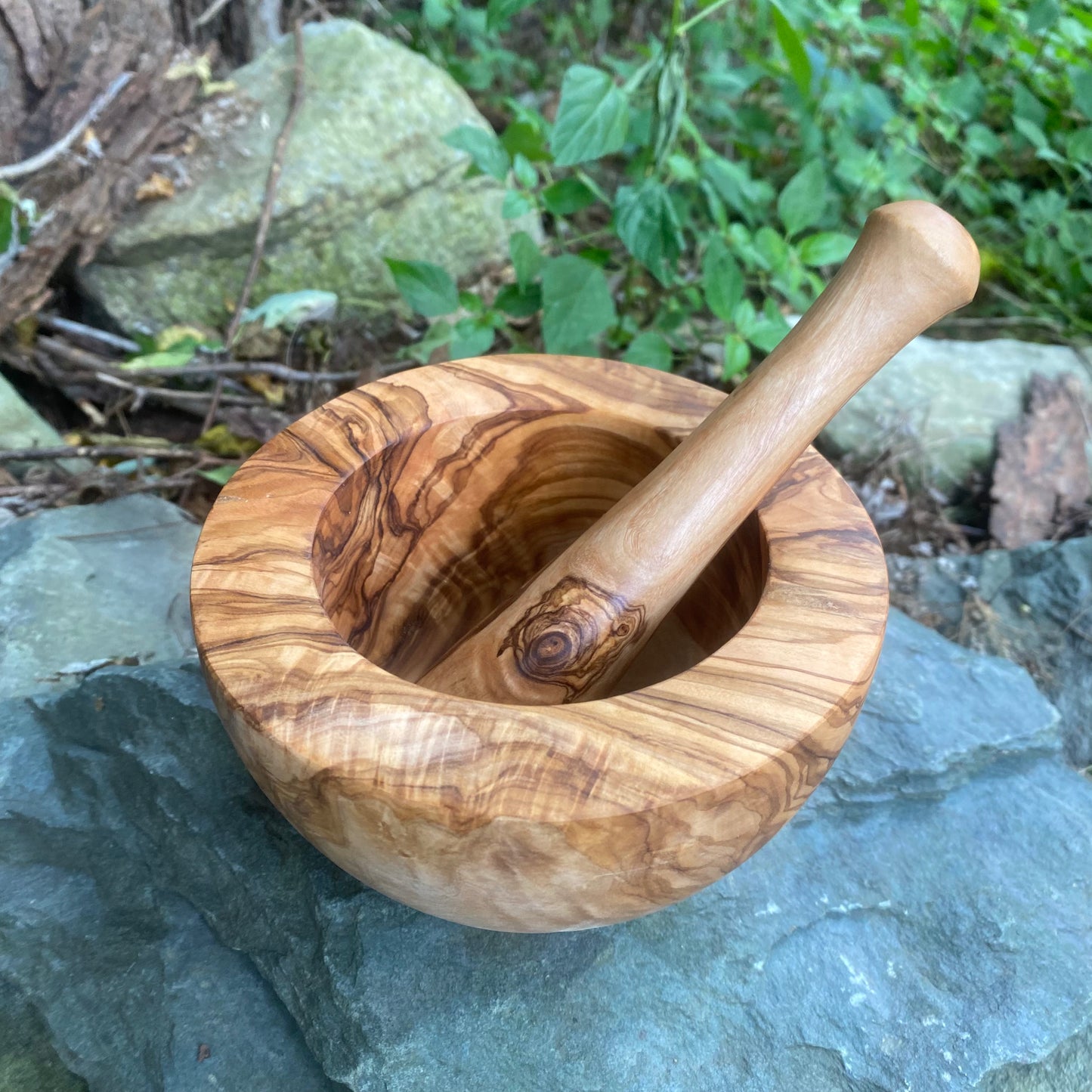 Natural Olive Wood Mortar & Pestle - 4” or 5.5”